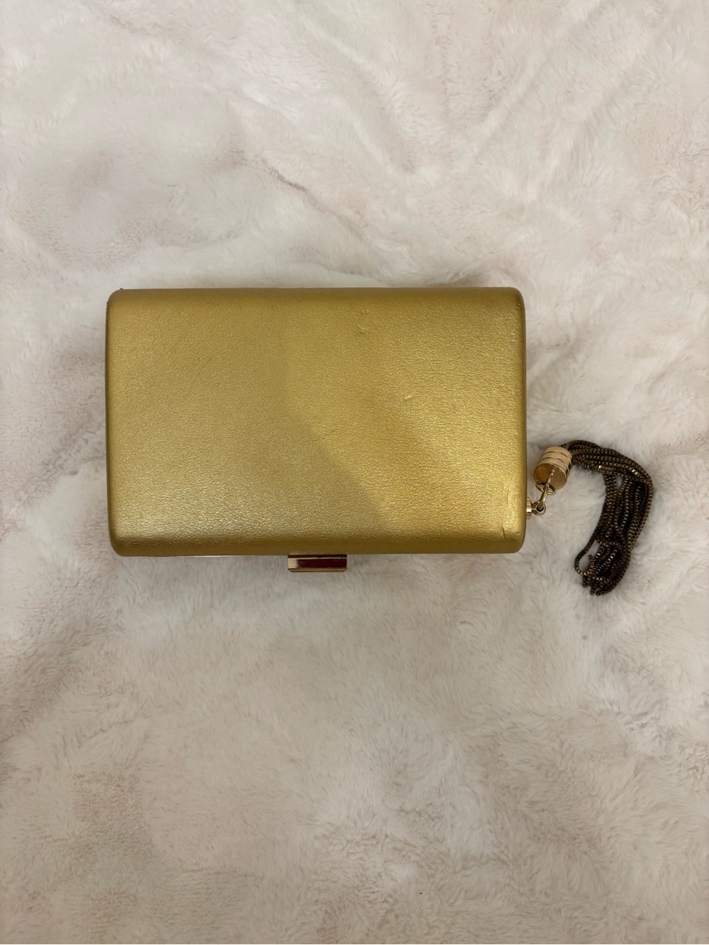 Metallic Gold Evening Clutch with Tassel Wristlet